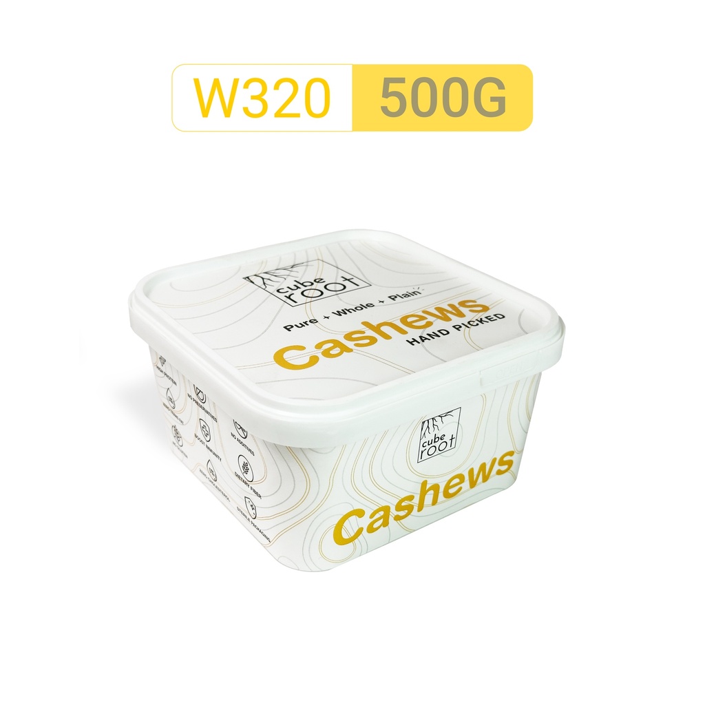 [cashew500gW320] Whole Cashew Nuts W320 Grade (Medium size) 500G - Airtight Container